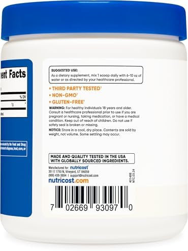 Nutricost Acetyl Lcarnitine (Alcar) 500 Grams 1000Mg Per Serving Pure Acetyl Lcarnitine Powder