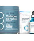 Neocell Beauty Bundle For Women Collagen Bio-Peptides Powder Niacinamide Hyaluronic Acid Serum Inside And Out Set