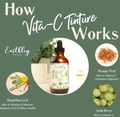 Earthley Wellness Vita-C, A Natural Source Of Vitamin C, Whole Food Form Of Vitamin C, Extracted From Amla Berries, Orange Peel, And Dandelion Leaf (2Oz)