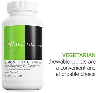 Davinci Labs Immunodmg Chewable With Elderberry And Vitamin D3 Dietary Supplement To Support Cell And Immune Health With Vitamin C D3 E Black Elderberry Dmg And More 120 Chewable Tablets