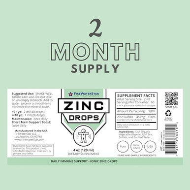 Fws Liquid Zinc Supplement - Zinc Drops - Immune Support For Adults And Kids - Organic, Non-Gmo, Vegan - 45Mg - Boost Your Immune System, Support Healthy Skin, And Promote Overall Wellness
