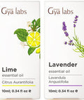 Gya Labs Lime Essential Oil For Skin & Lavender Essebtial Oil For Diffuser Set - Aromatherapy Grade Essential Oils Set - 2X0.34 Fl Oz - Gya Labs