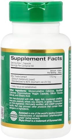 California Gold Nutrition Milk Thistle Extract Supports Liver Health Standardized To 80% Silymarin Flavonoids 175 Mg 60 Veggie Capsules