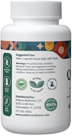 Pattern Wellness 2-Pack Multivitamin & Quercetin Supplements - Energy & Wellness Support - Cardiovascular & Cholesterol Health - 120 Vegan Capsules