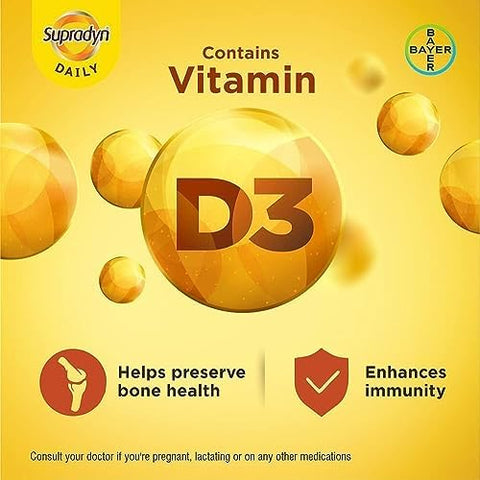 Mewati Supradyn Daily Multivitamin Tablets (300 Tablets) For Men & Women With Essential Zinc 12 Vitamins 5 Trace Elements For Daily Immunity & Energy