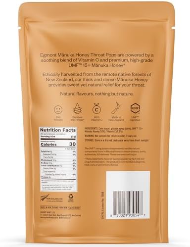Egmont Honey Manuka Honey Throat Pops 20 Count Umf 15+ Zealand Honey With Vitamin C Natural Soothing Lollipops For Kids & Adults