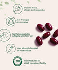 Micro Ingredients Tongkat Ali For Men With Maca Shilajit & Ashwagandha 240 Softgels With Mct Oil For Better Absorption Max Strength Eurycoma Longifolia Extract (Longjack) Non-Gmo Gluten Free