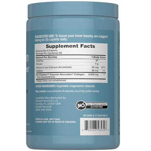 Neocell Collagen Peptides Pills 400 Caplets Grass Fed With Vitamin C Superior Absorption Formula For Women And Men