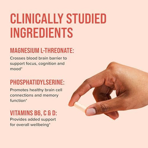 Natural Vitality Focus Magnesium LThreonate and Phosphatidylserine Nootropic Brain Supplements for Memory Focus and Cognition Gluten Vegetarian 60 Capsules