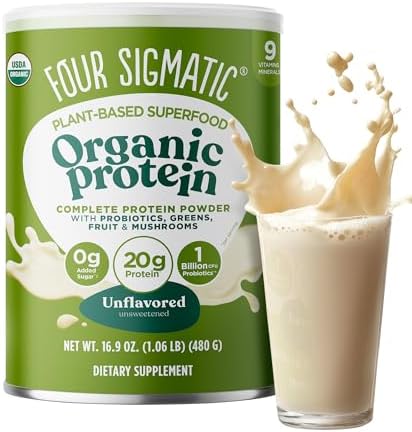 Four Sigmatic Organic Vegan Protein Powder 18G Plantbased Protein Per Serving Gluten Dairy Soy Nongmo With No Filler Ingredients 21.16Oz 15 Servings Sweet Vanilla