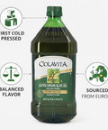 Premium Selection Extra Virgin Olive Oil, 68 Oz - First Cold Pressed, Ideal for Roasting, Baking, Dressings - Imported from Italy by Colavita