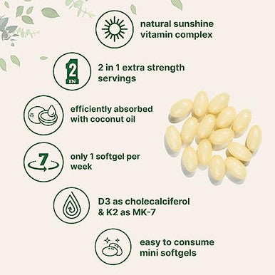 Micro Ingredients Vitamin D3 + K2 Mk 7 240 Softgels 50000 Iu