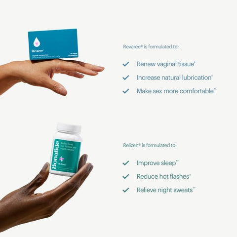 Bonafide Relizen + Revaree Hormone- Relief From Hot Flashes And Night Sweats During Menopause + Vaginal Moisturizer With Hyaluronic Acid 1 Month Supply