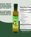 Benissimo 100% Pure Organic Avocado Oil Ã¢â‚¬â€œ Cold-Pressed, Non-GMO, Allergen-Free Cooking Oil, 8.45 Fl Oz - Perfect for SautÃƒÂ©ing, Frying, Baking & Salads