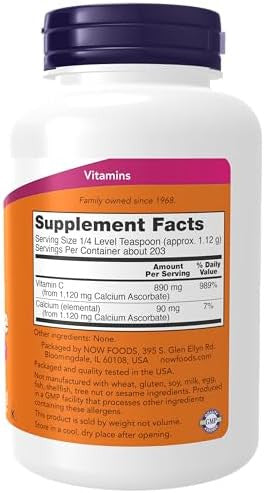 Now Foods Supplements Calcium Ascorbate Powder Buffered Antioxidant Protection 8Ounce