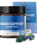 Herbamama Brain Support Gummies â€“ Brain Focus Supplements For Adults With Ashwagandha Bacopa Monnieri Vitamin C & B12 â€“ Vegan Non-Gmo Calming Gummies â€“ 60 Pectin-Based Blueberry-Flavored Chews