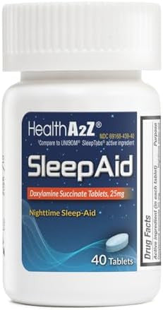 HealthA2Z Nighttime Sleep Aid Doxylamine Succinate 25mg 40 Counts
