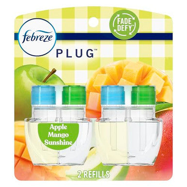 Febreze Plug In Air Freshener Odor-Fighting Scented Oil Refill Apple Mango Sunshine Scent 2 Refill