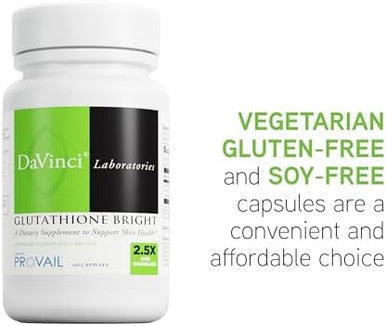 Davinci Labs Glutathione Bright Helps Support Skin Health & Healthy Aging With Glutathione Easily Absorbable Formula Gluten & Soy 60 Vegetarian Capsules