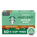 Starbucks K-Cup Coffee Pods, Medium Roast Hot or Iced Coffee, Half-Caff House Blend, 60 Keurig Pods