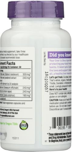 Oregon'S Wild Harvest Milk Thistle Dandelion Extract Standardized To 80% Silymarins (90 Capsules)