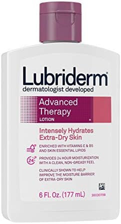 Lubriderm Advanced Therapy Moisturizing Lotion With Vitamins E And B5, Deep Hydration For Extra Dry Skin, Non-Greasy Formula, 6 Fl. Oz ( Pack Of 8)