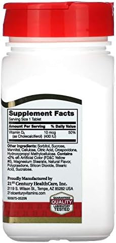 21St Century Chewable Vitamin D3 Orange 100 Mcg (400 Iu) 110 Tablets