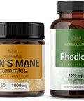 Herbamama Lion'S Mane & Rhodiola Rosea Kit - Bundle Of 1000 Mg Lion'S Mane Gummies & 1000 Mg Rhodiola Rosea Capsules - Vegan Non-Gmo Sugar & Alcohol- - 2 Pack