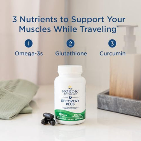 Nordic Naturals Recovery Plus Unflavored - 45 Soft Gels - 1800 Mg Omega-3 Fish Oil - 600 Mg Longvida Optimized Curcumin - Cellular Health & Recovery - Post-Exercise Muscle Support 15 Servings