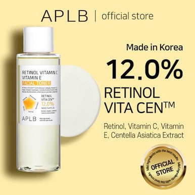 APLB Retinol Vitamin C Vitamin E Facial Toner Retinol VITA CEN 12.0% 5.41 FL.OZ/Korean Skincare Replenishing Moisture Revitalize for Gentle and Improve Skin Texture Through Retinol