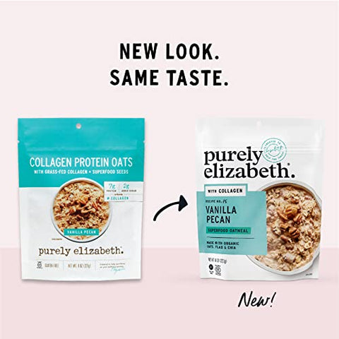 purely elizabeth Oat Pouch Collagen Vanilla Pecan, 8 Ounce (Pack of 3)