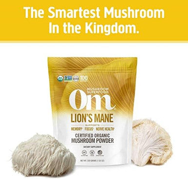 Om Mushroom Superfood 7.05Oz Bundle Lion'S Mane & Reishi Organic Mushroom Powder 200 Servings