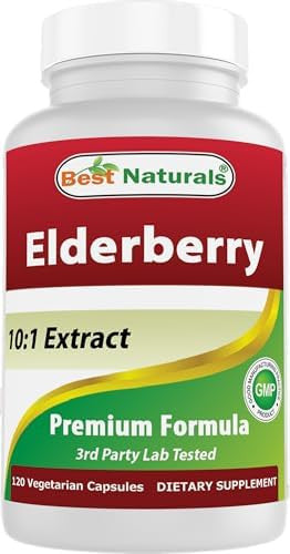 Best Naturals Elderberry Sambucus Nigra Extract 10:1 500 Mg 120 Veg Capsules