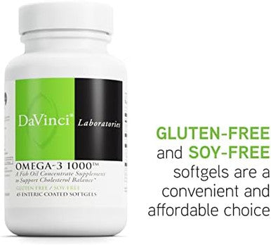 Davinci Labs Omega3 1000 Dietary Supplement To Maintain Already Normal Cholesterol Levels And Support Immune System Healthy Hair And Skin Gluten 45 Enteric Coated Softgels