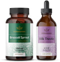 Herbamama Broccoli Sprout And Milk Thistle Kit - Bundle Of 1000 Mg Broccoli Sprout Capsules & Milk Thistle Extract 4 Fl Oz - Vegan Non-Gmo Sugar & Alcohol- - 2 Pack