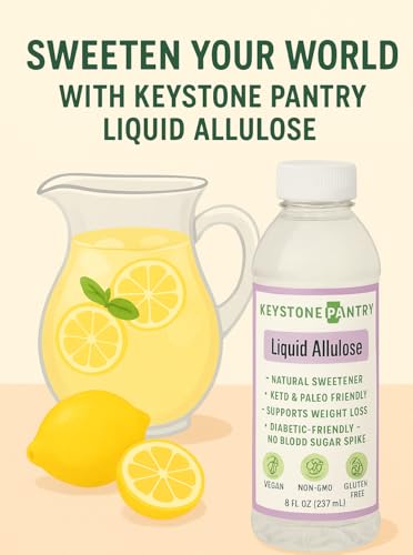 Keystone Pantry Liquid Allulose 1 Pint | Natural Low Calorie Sweetener for Coffee, Tea, Baking & Cooking | Keto, Diabetic Friendly, Zero Net Carbs, Vegan, Gluten Free, Non-GMO, Kosher