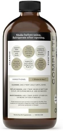 Complete Natural Products Acid Reflux Complete - 16Oz Glass Bottle, Acid Reflux Cleanse Supplement - With Ginger, Hops, Garlic & Apple Cider Vinegar (16 Fl Oz)