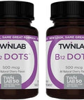 Twinlab B-12 Dots - Energy Production Support Supplements With Vitamin B12-500 Mcg 250 Tablets (2 Pack)