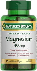 NatureS Bounty Magnesium 400 Mg Softgel Whole Body Support Magnesium Supplements For Men And Women Heart Nerve and Bone Health 75 Softgels (Pack Of 1)