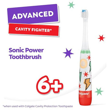 Colgate Advanced Cavity Fighter Kids Battery Toothbrush Includes Aa Battery And Extra Toothbrush Head Features Built-In Timer And 2 Brushing Modes For Children Ages 6 And Up