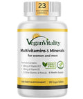 Vegan Vitality Multivitamins and Minerals for Women and Men with High Strength Vitamin B12 D3 and K2. 180 Vegan Multivitamin Tablets 6 Months Supply. Vitamins for Vegans. Women Multivitamin