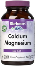 Bluebonnet Nutrition Calcium & Magnesium Bone Health Nongmo Vegan Kosher Gluten Soy 90 Vegetable Capsules 30 Servings
