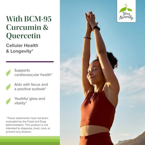 Terry Naturally Resveratrol Complex Antioxidant Supplement With Quercetin & Curcumin Supports Brain Heart & Immune Health Vegan Nongmo & Gluten 60 Capsules (60 Servings)
