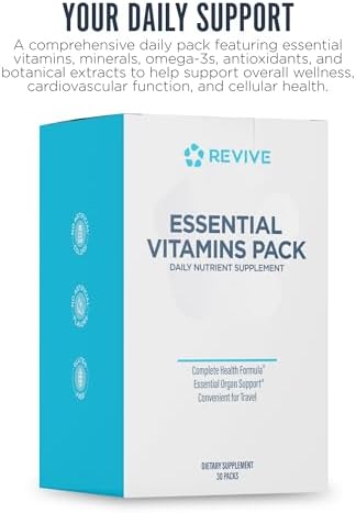 Revive Md Essential Vitamin Packs For Women & Men Vitamins Pack Daily Nutrient Supplement - Travel-Friendly Multivitamin Packets With Arjuna & Turmeric Extract Support Heart Joint & Organ Health