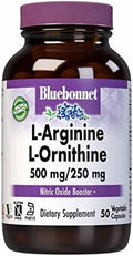 Bluebonnet Nutrition Larginine 500Mg/Lorinithine 250Mg Supports Protein Metabolism Soy Gluten Nongmo Kosher Vegan 50 Vegetable Capsules 50 Servings