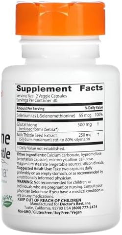 Doctor'S Best Glutathione + Milk Thistle Contains Setria Liver Health Support Antioxidant Support 60 Veggie capsules