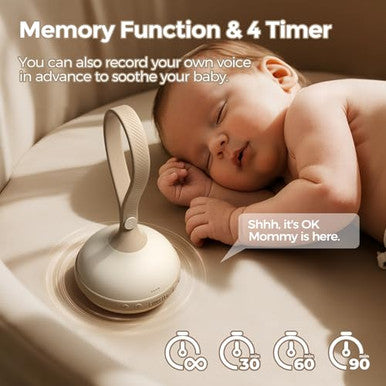 Evoceler Portable White Noise Sound Machine For Baby Adult With 9 Soothing Sound Memory Function 64H Powerful Battery For Home Travel Office Toddler Lock Reinforced Clip Baby Registry White