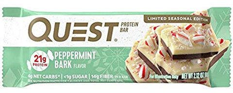 Quest Nutrition Protein Bar Peppermint Bark. Low Carb Meal Replacement Bar W/ 20G Protein. High Fiber Soy-Free Gluten-Free (24 Count)