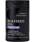 Sports Research Vegan Flaxseed Oil (1200Mg) Herbal Supplement With Plant-Based Ala Omega 3 - Vegan Certified & Non-Gmo Verified - Gluten Soy & Carrageenan Free (180 Veggie Softgels)
