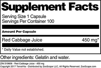 Terravita Red Cabbage Juice - 450 Mg (100 Capsules, Zin: 519606)